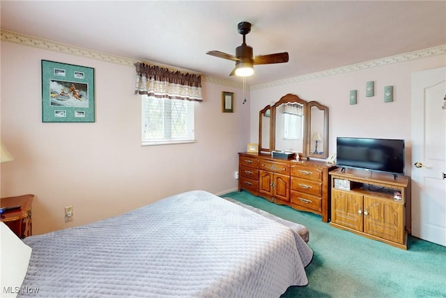 132 Karen Pl, Wintersville, OH 43953 - bedroom featuring light carpet and ceiling fan