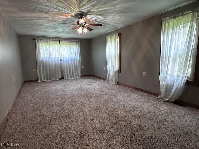 1029 Fowler Dr, Caldwell, OH 43724 - unfurnished room featuring plenty of natural light, a ceiling fan, carpet, and baseboards