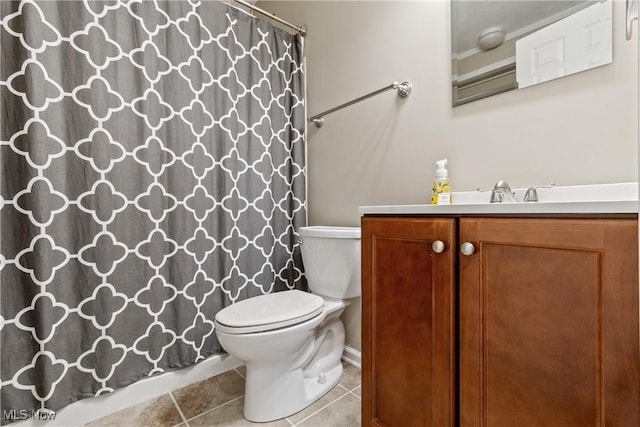 2164 W 6th St, Cleveland, OH 44113 - bathroom with vanity, tile patterned floors, and a shower with curtain