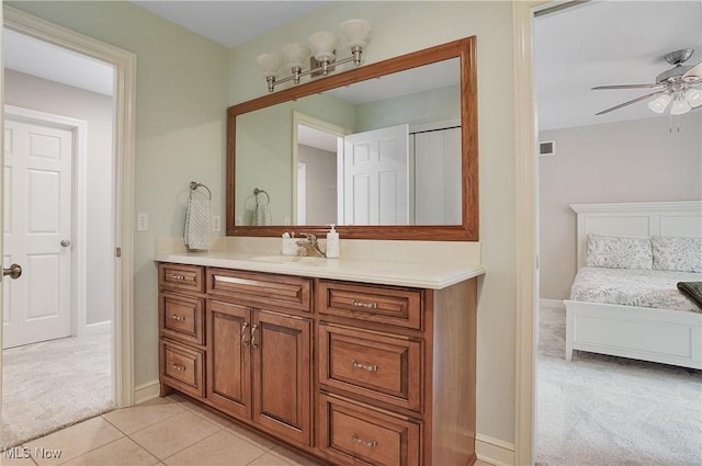 2634 Deer Ridge Run, Cuyahoga Falls, OH 44223 - bathroom with vanity, ceiling fan, and tile patterned floors