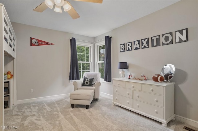 2634 Deer Ridge Run, Cuyahoga Falls, OH 44223 - sitting room featuring ceiling fan and light colored carpet