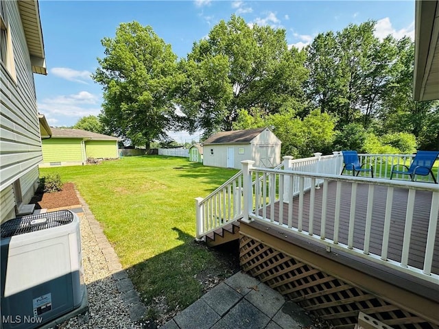 1684 Morris St, Mineral Ridge, OH 44440 - view of yard featuring a wooden deck and a shed