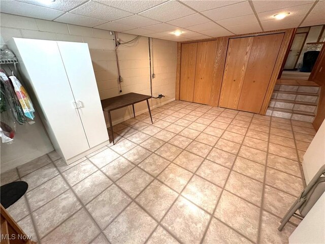 1684 Morris St, Mineral Ridge, OH 44440 - finished basement with concrete block wall and a drop ceiling