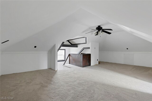 722 Clark St, Cambridge, OH 43725 - additional living space featuring carpet, lofted ceiling, and ceiling fan