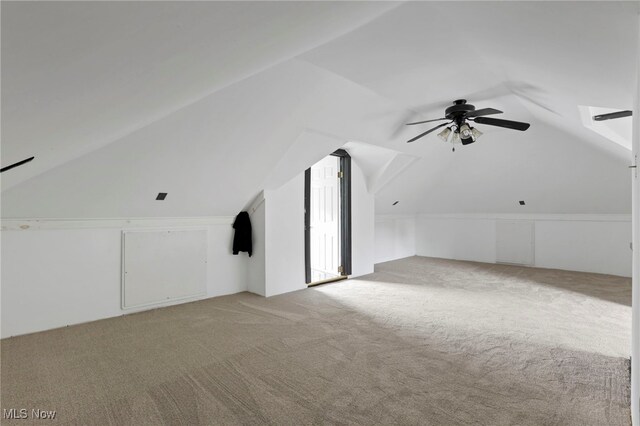 722 Clark St, Cambridge, OH 43725 - bonus room featuring vaulted ceiling, carpet floors, and ceiling fan