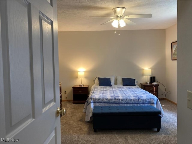 454 Lincoln Ave NW, Carrollton, OH 44615 - bedroom with carpet floors, a ceiling fan, and a textured ceiling