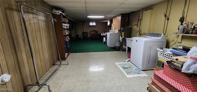 593 Furnace Rd, Conneaut, OH 44030 - laundry room featuring light floors, separate washer and dryer, and water heater