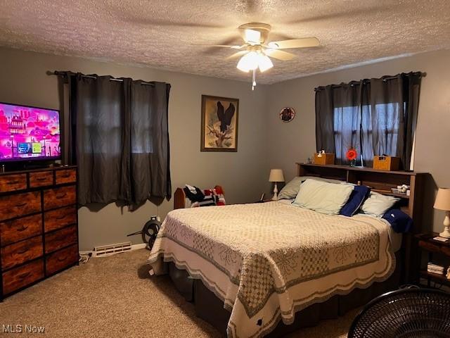 67682 Morristown Flushing Rd, Belmont, OH 43718 - bedroom with a textured ceiling, carpet floors, and ceiling fan