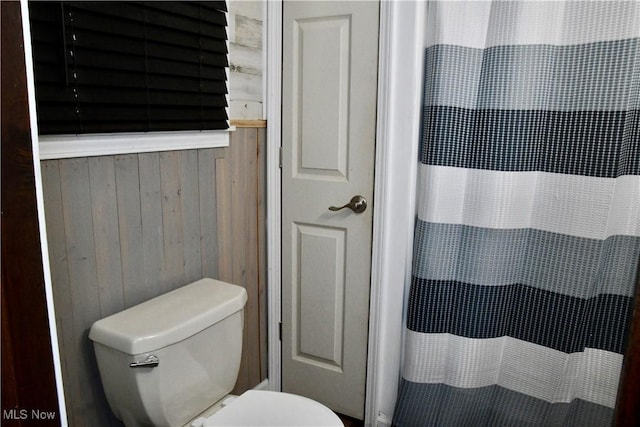 5041 W S Range Rd, Salem, OH 44460 - bathroom featuring wood walls and a shower with shower curtain