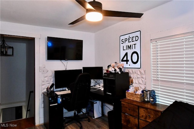 5041 W S Range Rd, Salem, OH 44460 - home office featuring ceiling fan and wood finished floors