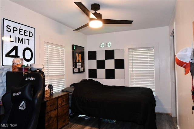 5041 W S Range Rd, Salem, OH 44460 - bedroom with dark wood-type flooring and ceiling fan