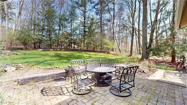 15217 Fox Run, Chagrin Falls, OH 44022 - view of patio / terrace with view of scattered trees and a fire pit