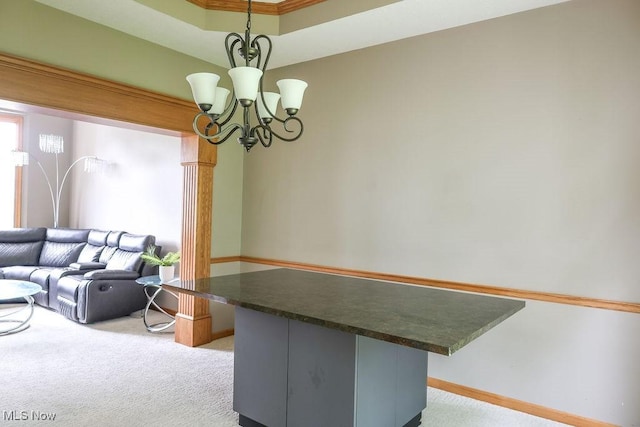 620 Ridgeline Dr, Cuyahoga Falls, OH 44223 - dining area featuring light colored carpet and a chandelier