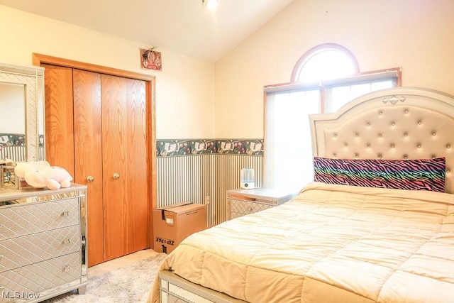 620 Ridgeline Dr, Cuyahoga Falls, OH 44223 - carpeted bedroom featuring high vaulted ceiling and a closet