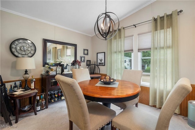 8 Symphony St, Olmsted Twp, OH 44138 - dining room with light carpet, ornamental molding, and a chandelier