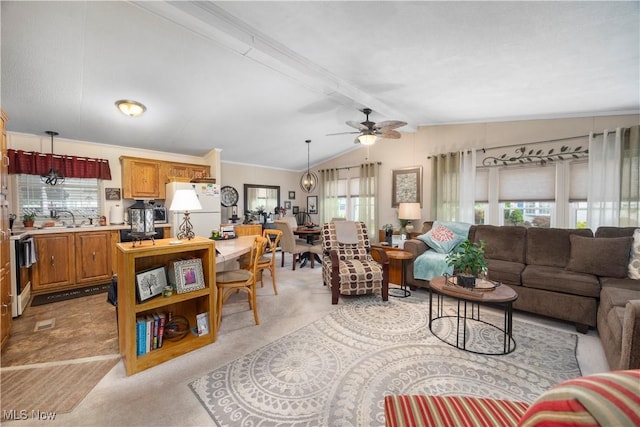 8 Symphony St, Olmsted Twp, OH 44138 - living room featuring light colored carpet and ceiling fan