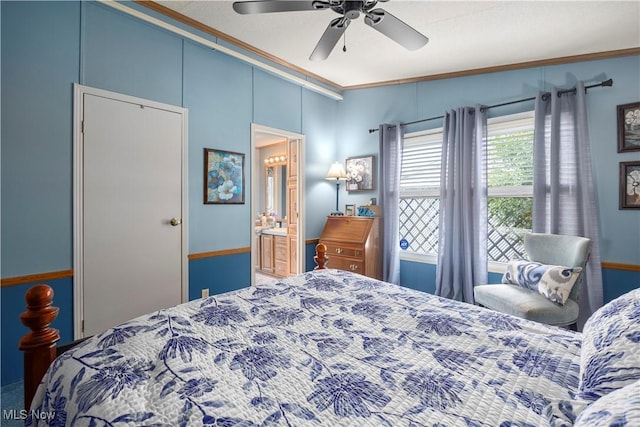 8 Symphony St, Olmsted Twp, OH 44138 - bedroom with ornamental molding and a ceiling fan