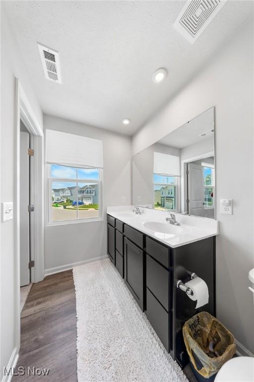 2457 Bishop Oval, Barberton, OH 44203 - bathroom with double vanity and wood finished floors