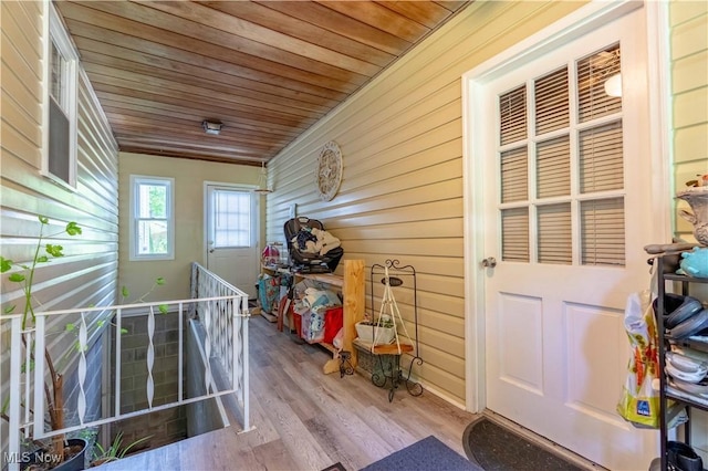 1201 Overlook Dr, Alliance, OH 44601 - entryway with wood finished floors and wooden walls