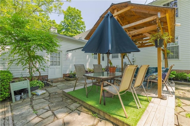 1201 Overlook Dr, Alliance, OH 44601 - view of patio / terrace featuring outdoor dining area and a wooden deck