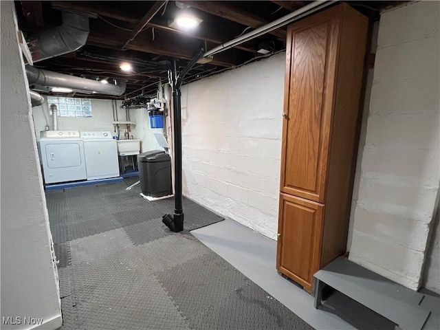 1749 Highview Ave, Akron, OH 44301 - basement with independent washer and dryer and a sink
