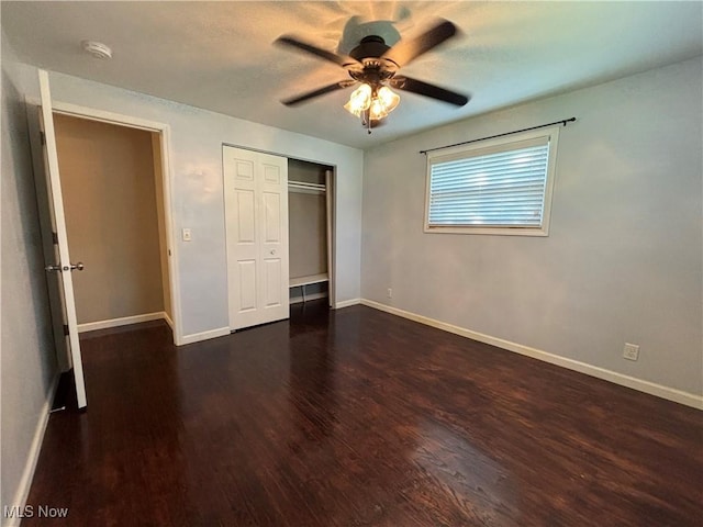 1312 Glennview St NE, Canton, OH 44721 - unfurnished bedroom with wood finished floors, a closet, and ceiling fan