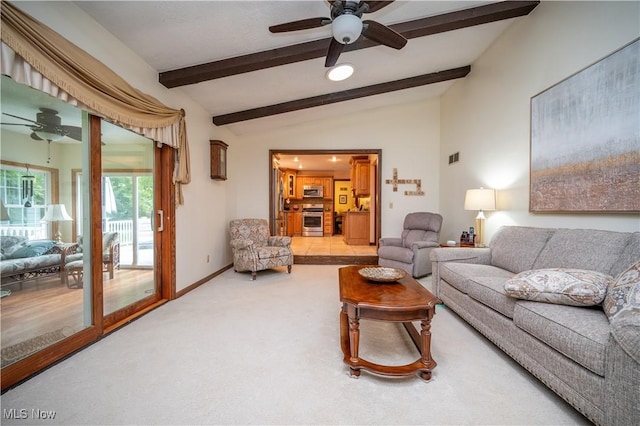 6685 Elwood St, Austintown, OH 44515 - carpeted living room with a ceiling fan and baseboards