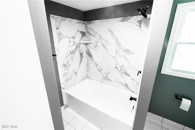 6580 Crossview Rd, Seven Hills, OH 44131 - bathroom with  shower combination, healthy amount of natural light, and tile patterned flooring