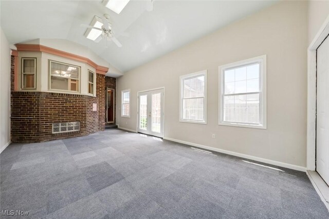 16200 Elsienna Ave, Cleveland, OH 44135 - unfurnished living room featuring lofted ceiling, ceiling fan, and carpet flooring