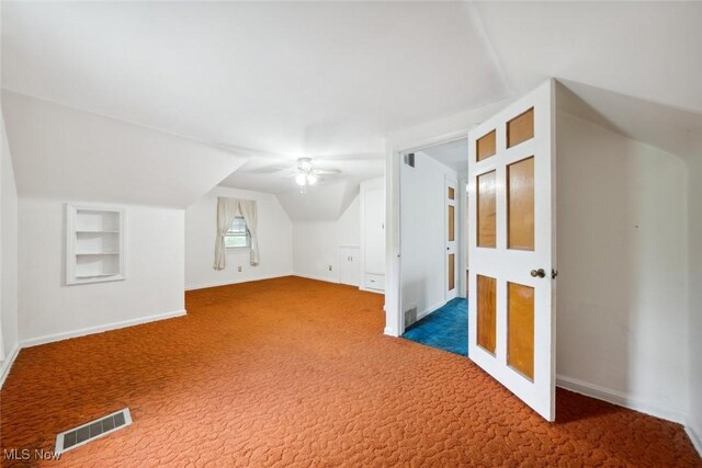 16200 Elsienna Ave, Cleveland, OH 44135 - bonus room featuring carpet floors, vaulted ceiling, ceiling fan, and built in shelves