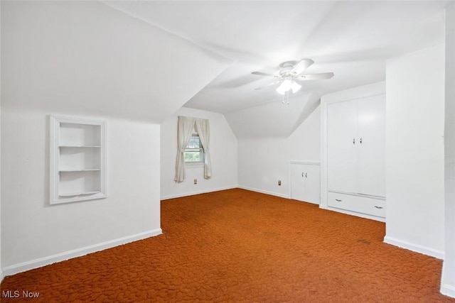 16200 Elsienna Ave, Cleveland, OH 44135 - bonus room with vaulted ceiling, carpet floors, ceiling fan, and built in features
