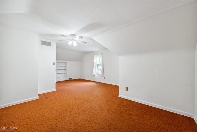 16200 Elsienna Ave, Cleveland, OH 44135 - additional living space with vaulted ceiling, ceiling fan, carpet flooring, and built in features