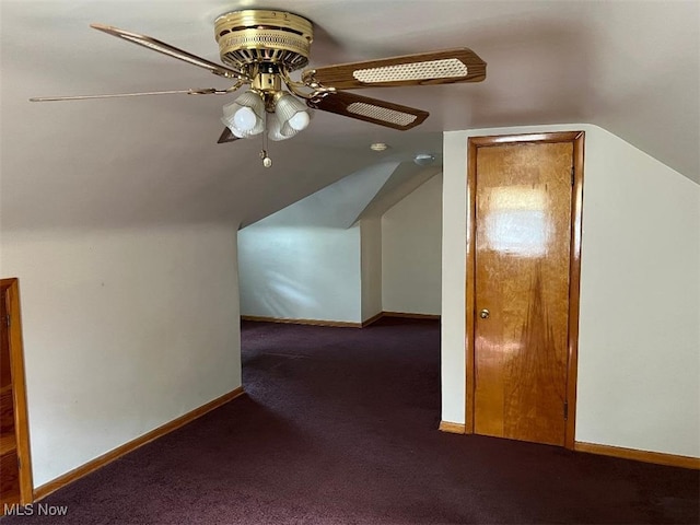 24850 Zeman Ave, Euclid, OH 44123 - additional living space with vaulted ceiling, carpet flooring, and a ceiling fan