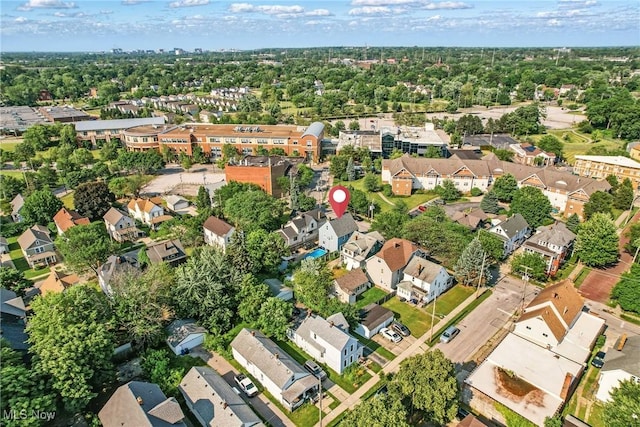 3676 E 69th St, Cleveland, OH 44105 - aerial overview of property's location with nearby suburban area