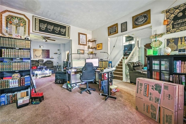 3676 E 69th St, Cleveland, OH 44105 - carpeted home office featuring ceiling fan