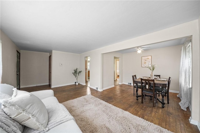 1369 Adelaide Ave SE, Warren, OH 44484 - living room with wood-type flooring and a ceiling fan