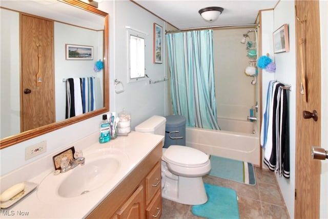 1660 N Compass Ave, Port Clinton, OH 43452 - full bath featuring vanity, shower / bath combo with shower curtain, and tile patterned floors