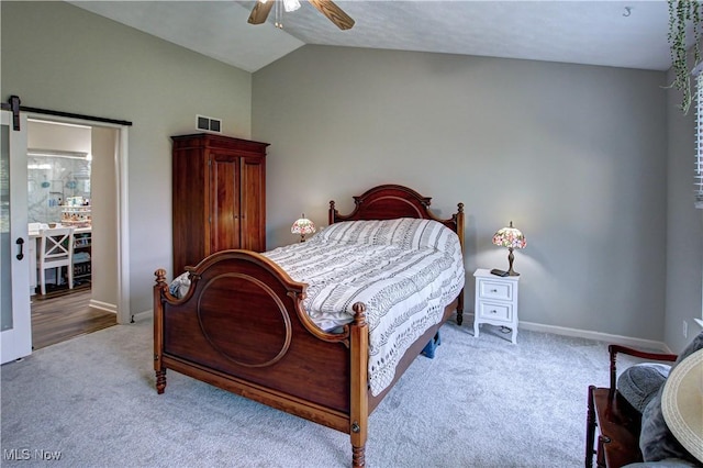 881 Brightwood Ct, Brunswick, OH 44212 - bedroom with carpet flooring, vaulted ceiling, and a ceiling fan