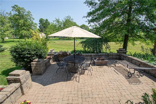 881 Brightwood Ct, Brunswick, OH 44212 - view of patio / terrace featuring an outdoor fire pit