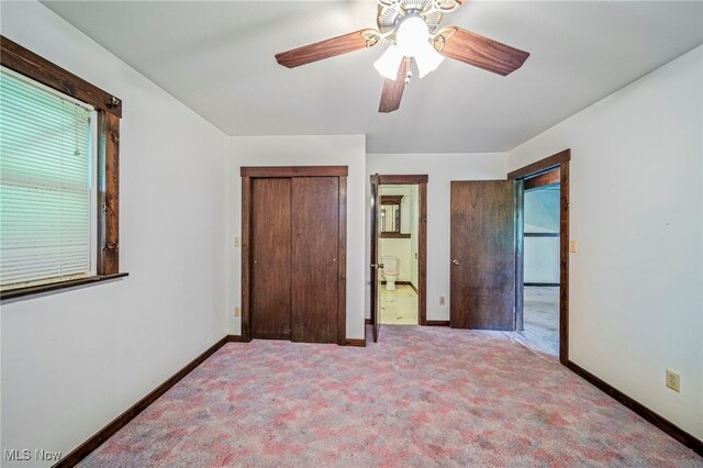 5769 Hurlburt Rd, Rome, OH 44085 - carpeted bedroom featuring ceiling fan and connected bathroom