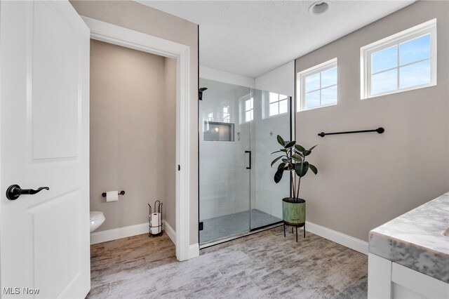 4532 Ridgestone Way, Medina, OH 44256 - bathroom with a shower stall, vanity, and wood finished floors