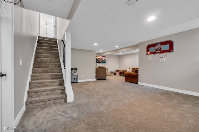 4532 Ridgestone Way, Medina, OH 44256 - finished below grade area featuring carpet, stairs, and recessed lighting