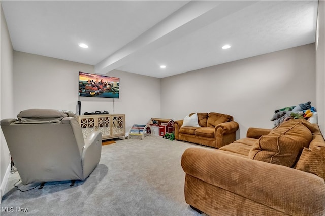 4532 Ridgestone Way, Medina, OH 44256 - carpeted living room featuring recessed lighting and beamed ceiling