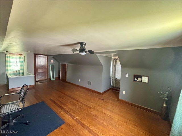 967 Lincoln St, Wooster, OH 44691 - bonus room with ceiling fan, vaulted ceiling, and wood finished floors