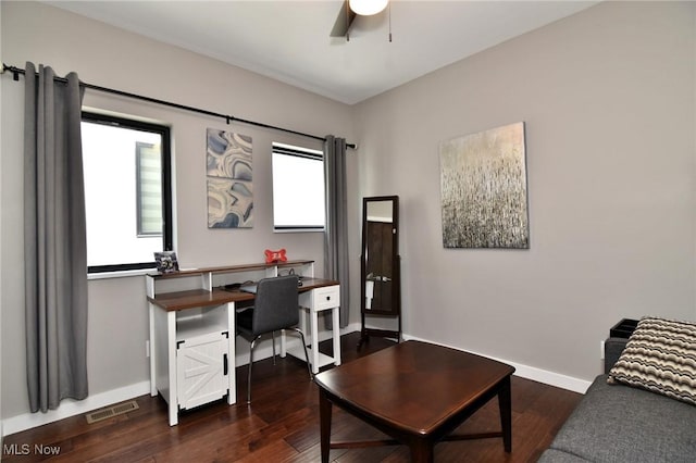 604 Marquardt Ave, Cleveland, OH 44113 - home office with wood finished floors, healthy amount of natural light, and a ceiling fan