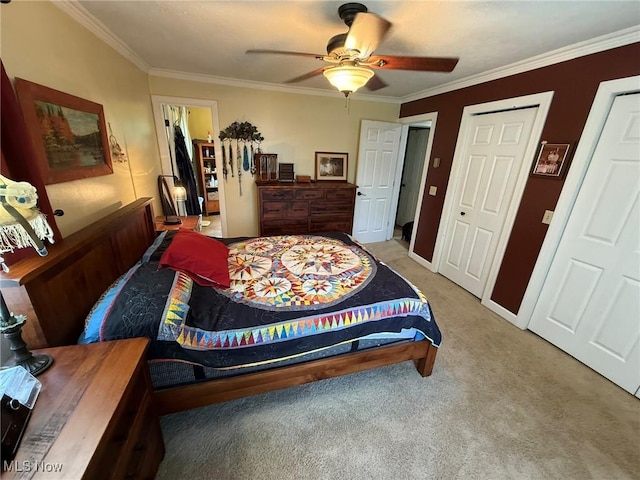 22399 Township Rd Unit 1203, West Lafayette, OH 43845 - carpeted bedroom with ornamental molding and ceiling fan