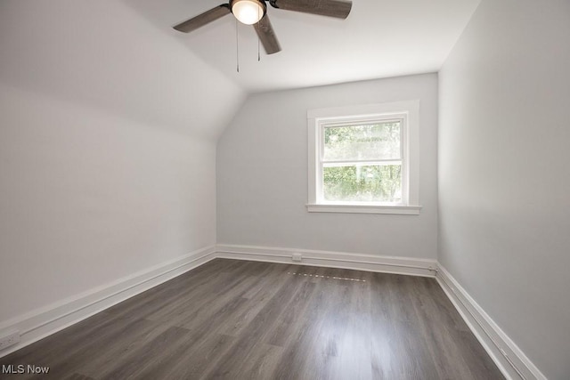 381 Watson St, Akron, OH 44305 - bonus room featuring vaulted ceiling, a ceiling fan, and wood finished floors