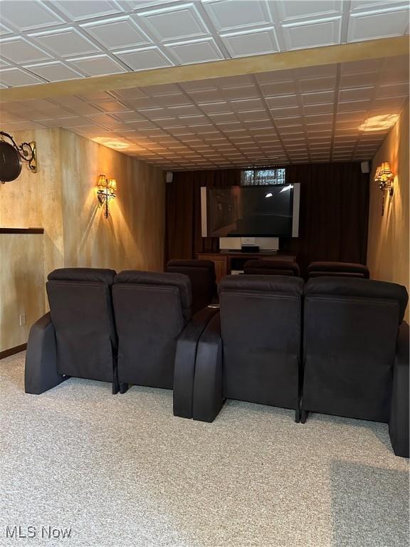 1588 Eagle Watch St NE, Canton, OH 44721 - home theater with wood walls and carpet flooring