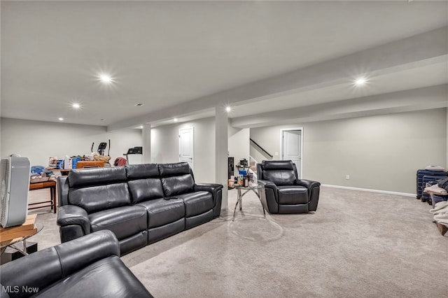 1633 Duncan Way, Streetsboro, OH 44241 - carpeted living room with recessed lighting and stairs