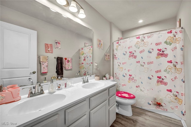 1633 Duncan Way, Streetsboro, OH 44241 - full bathroom featuring double vanity, wood finished floors, and curtained shower